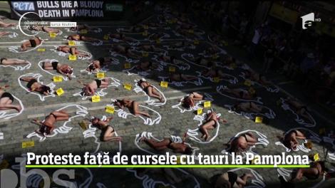 Proteste faţă de cursele de tauri la Pamplona