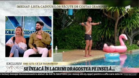 Xtra Night Show. Adrian de la Insula Iubirii, profund îndurerat când vede că iubita l-a înșelat. Ispita Maria: Când am intrat eu în cameră, s-a terminat brusc cu bidonul de lacrimi