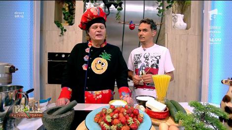 Rețeta zilei - Neatza cu Răzvan și Dani. Spumă de căpșuni & Macaroane cu brânză și sos tzatziki