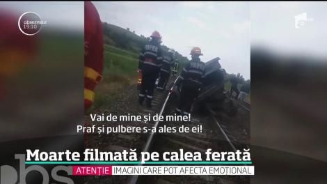Imagini șocante! Accident mortal filmat de o cameră aflată la bordul unei locomotive. O mașină este spulberată de tren!