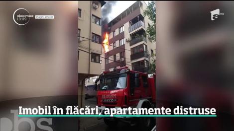 Incendiu devastator din Capitală! Focul a izbucnit din cauza unui ventilator uitat pornit, într-un apartament gol