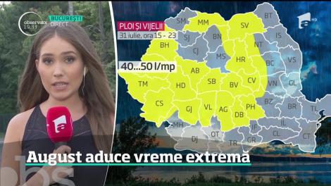 August aduce vreme extremă. ANM a emis prognoza pentru ultima lună de vară