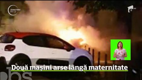 Un autoturism s-a aprins ca o torţă în Braşov, în faţa unei maternităţii