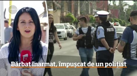 Un individ înarmat cu două cuțite, împușcat de o patrulă a poliției locale din Năvodari