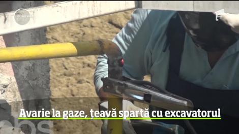 Scurgeri de gaze au fost depistate în Vâlcea, după ce un muncitor ar fi avariat o conductă cu excavatorul