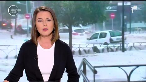 O furtună dezlănțuită din senin a făcut prăpăd în Madrid! Mărturisirile făcute de o româncă: ”Sunt vânătă pe mâini din cauza grindinei!”