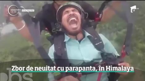 Zbor de neuitat cu parapanta, în Himalaya
