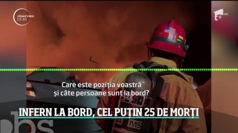 Incendiu în largul coastelor Californiei. 25 de oameni au murit, iar alţi nouă sunt dați dispărută