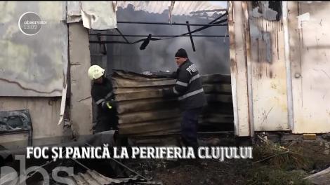 O hală de la marginea oraşului Cluj-Napoca a fost cuprinsă de un incendiu puternic