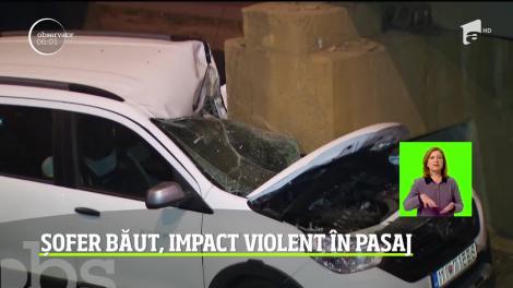 Un şofer băut s-a izbit cu maşina de un stâlp al Pasajului Obor din Capitală
