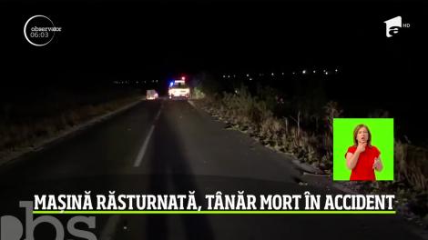 Accident rutier grav pe un drum judeţean, la ieşirea din Medgidia. Un autoturism, în care se aflau trei bărbaţi, s-a răsturnat pe câmp