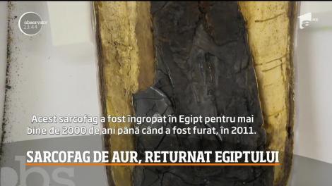 Un sarcofag placat cu aur, furat din Egipt în urmă cu 8 ani, va fi repatriat!