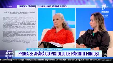 Acces Direct. Profesoară de tehnologie se apară cu pistolul de părinții furioși