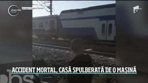 Accident mortal la bariera de la Lehliu. Un şofer a intrat cu mașina într-o casă şi a ieşit pe partea cealaltă