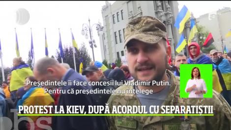 Mii de oameni au protestat la Kiev, după acordul cu separatiștii