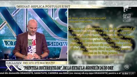 Fostul iubit al Andreei Podărescu dă replica prin avocatul său: "Problemele care ţin de copil se discută exclusiv în instanţă, nu la TV"