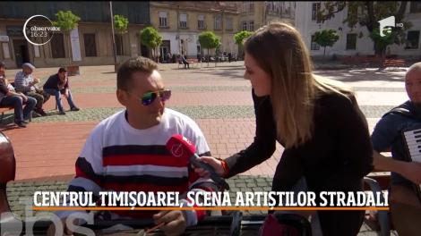 Centrul orașului Timișoara, scena artiștilor stradali