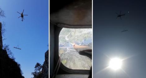 N-ai zice că ești în România! Un pod a fost instalat cu ajutorul unui elicopter, în Cheile Turzii. Video