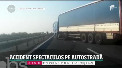 Accident spectaculos pe Autostrada Bucureşti-Piteşti