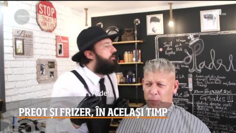 Preot și frizer, în același timp. Padre, aşa cum îi spun prietenii, folosește tehnici de tuns simple, dar vechi de sute de ani
