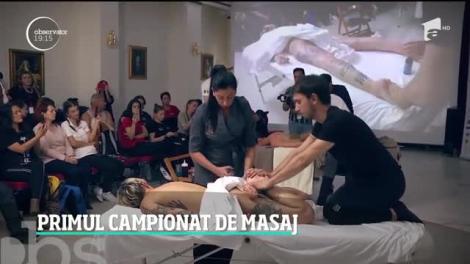 Masajul cu foc, cu miere sau la patru mâini, la campionatul maseurilor