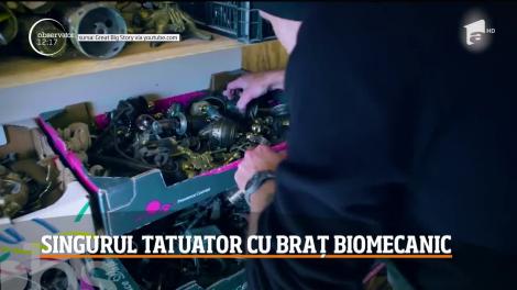 Poveste emoționantă de viață! Singurul artist din lume care face tatuaje cu ajutorul unei proteze biomecanice