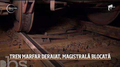 Circulaţia feroviară pe una dintre magistralele care leagă vestul de Capitală este blocată după ce un tren marfar a deraiat