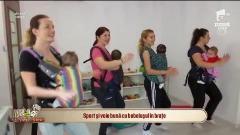 Neatza cu Răzvan și Dani. Sport și voie bună cu bebelușul în brațe. Babywearing-ul calmează colicii și încurajează un somn odihnitor
