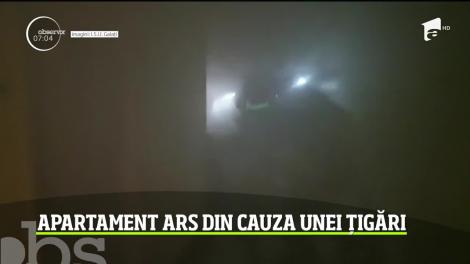 Un apartament dintr-un bloc din Galaţi s-a făcut scrum de la o ţigară uitată aprinsă