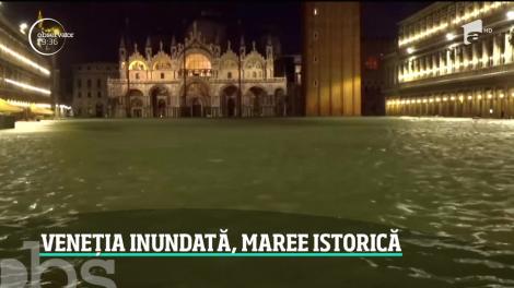 Cele mai mari inundații din Veneţia. Nivelul apei a atins aproape doi metri