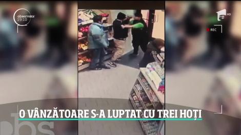 Scene uluitoare într-un magazin din Timişoara. Vânzătoarea s-a luptat cu trei hoți și l-a bătut pe unul dintre ei. Totul a fost filmat!