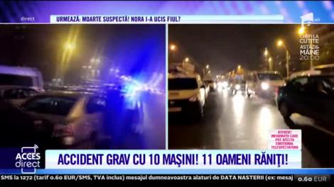 Accident cumplit cu zece mașini pe Calea Griviței, din Capitală! 11 oameni sunt răniți | Primele IMAGINI