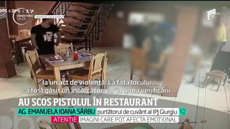 Scene violente într-un restaurant din judeţul Giurgiu. Un bărbat a scos un pistol