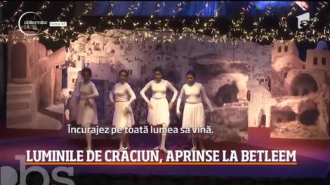 Imagini unice de la Betleem! S-au aprins luminile de Crăciun în locul în care Iisus a venit pe lume