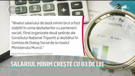 Guvernul a decis. Salariul minim creşte de la 1 ianuarie doar cu 83 de lei