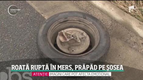 O roată desprinsă de la o maşină a provocat un dezastru pe o autostradă din România