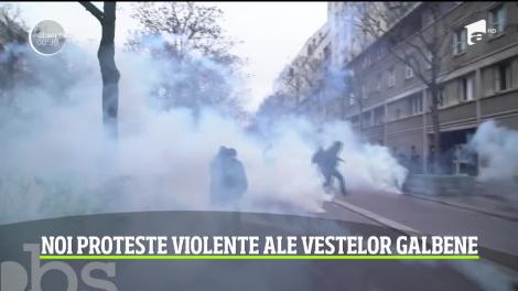 Noi proteste violente ale vestelor galbene la Paris