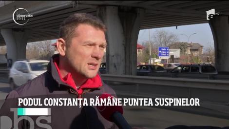 Podul Constanţa din Capitală stă să cadă la cinci luni după ce au început reparaţiile