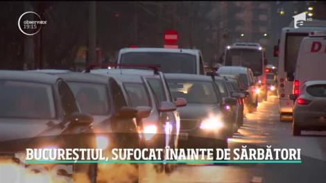 Bucureştiul este mai blocat ca niciodată. Înainte de sărbători, abia se mai poate circula