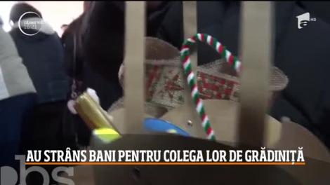 Mai mulți copii de grădiniţă s-au implicat în strângerea de fonduri pentru colega lor bolnavă. Fetiţa are nevoie urgent de o mască de oxigen ca să respire