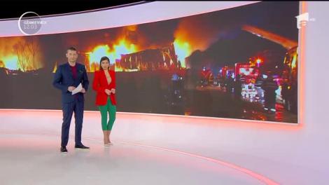 Incendiu violent la un depozit din localitatea Afumaţi. Au intervenit 25 de autospeciale şi 150 de pompieri