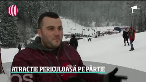 Un pui de urs a făcut spectacol pe pârtia Clăbucet