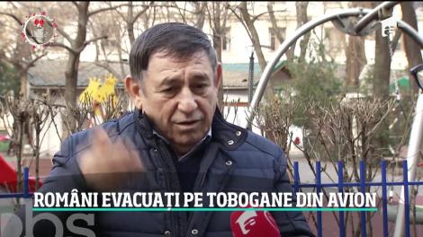 Zeci de români, evacuaţi pe toboganele gonflabile de urgenţă pe aeroportul din Ungaria