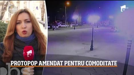 Protopopul din Câmpulung a fost amendat, după ce a intrat cu maşina în zona pietonală aflată în centrul oraşului