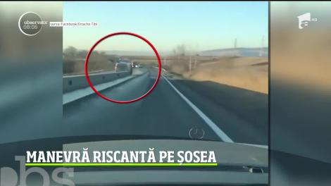 Un șofer a rămas blocat pe contrasens după o depășire forțată