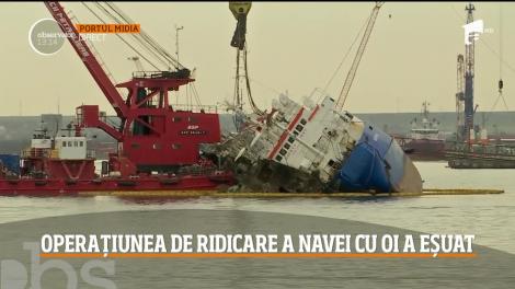 Nava scufundată cu 14 mii de oi la bord în Portul Midia nu poate fi scoasă din apă