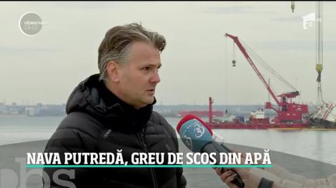 Prima operaţiune de ridicare a epavei cu oi din portul Midia a eşuat!
