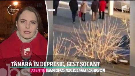 O tânără în depresie a încercat să se sinucidă. Vecinii au reuşit să îi amortizeze căderea de la balcon cu un cearşaf şi a fost transportată la spital