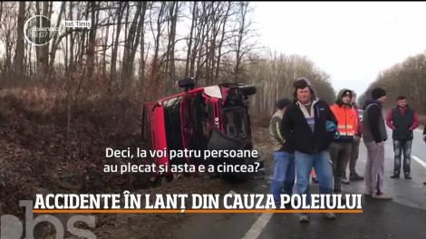 Accidente în lanț din cauza poleiului
