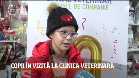 Copiii, în vizită vizită la o clinică veterinară